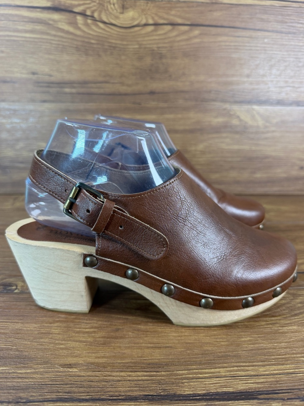Novacas‎ Slingback Wooden Heel Clogs Vegan Women’s Size 8 (38) Shoes